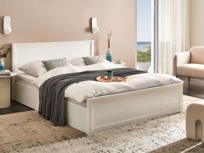 Lit ottoman LAMBRES Bois de pin Blanc 160 x 200 cm