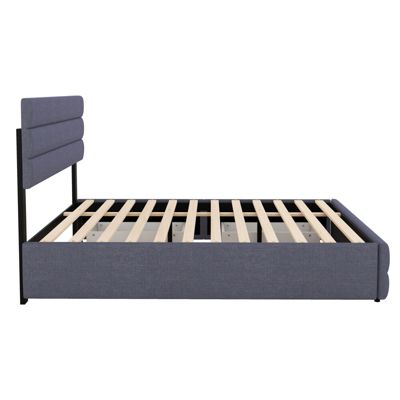 Lit plateforme 140x200cm avec 2 tiroirs, Gris