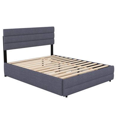 Lit plateforme 140x200cm avec 2 tiroirs, Gris