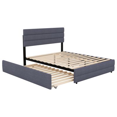 Lit plateforme 140x200cm avec 2 tiroirs, Gris