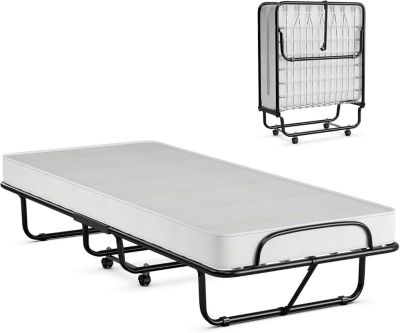 Lit Pliable appoint avec Matelas épais à 4 roulettes Charge Max 120KG Lit Pliant à Resorts