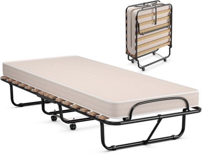 Lit Pliable Appoint à roulettes avec Matelas en Mousse 10cm pour Invités pour Invités