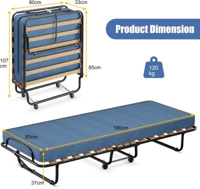 Lit d'appoint pliant mobile avec matelas Verdi (le lot de 5