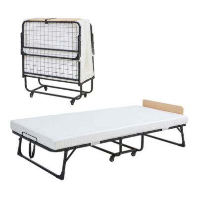 Lit pliant avec matelas en mousse froide Lustendi 90 x 200 cm noir effet chêne en.casa