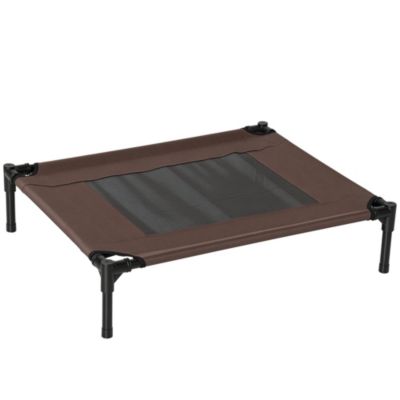 Lit pour chien chat sur pieds tissu oxford textilène micro-perforé 76L x 61l x 18H cm marron noir