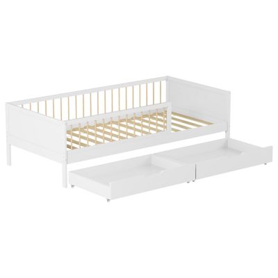 Lit pour enfant 190x90cm blanc avec tiroirs ADAM - HAPPY GARDEN
