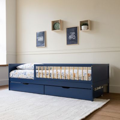 Lit pour enfant 190x90cm bleu foncé avec tiroirs ADAM - HAPPY GARDEN
