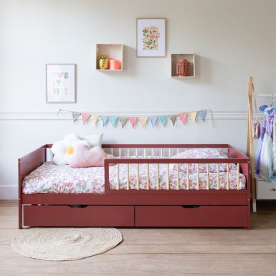 Lit pour enfant 190x90cm terracotta avec tiroirs ADAM - HAPPY GARDEN