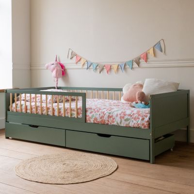 Lit pour enfant 190x90cm vert avec tiroirs ADAM - HAPPY GARDEN