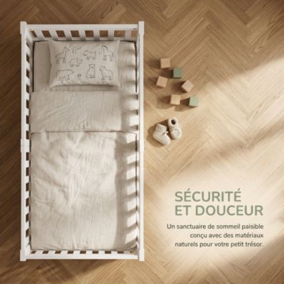 Lit pour enfant 90 x 200 cm avec protection anti-chute et porte, sommier à lattes,  blanc