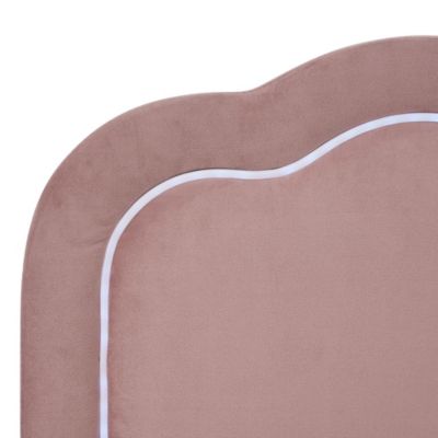 Lit rembourré 140 x 200 cm, LED, tête de lit réglable, sommier à lattes, sans matelas, rose, velours