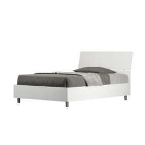 Lit sans sommier 120x200 tête de lit inclinée frêne blanc Demas