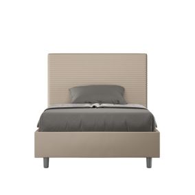 Lit simili cuir gris tourterelle Focus sans sommier rembourré 140x210