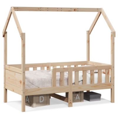 Lit simple, Cadre de lit d'enfants forme de maison sans matelas pin