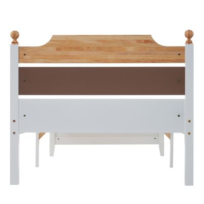 Lit simple en bois - cadres en pin avec tête de lit en colour-blocking et sommier à lattes - lit en MDF blanc 90x200cm