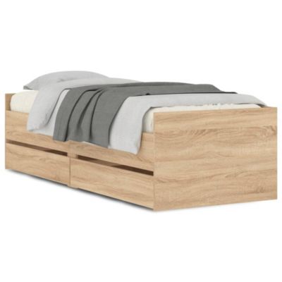 Lit simple, Lit adulte, Cadre de lit avec tiroirs sans matelas chêne ...
