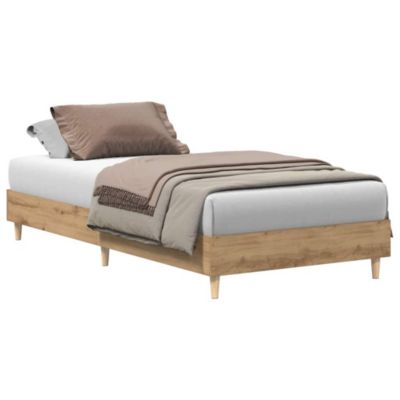 Lit simple, Lit adulte, Cadre de lit sans matelas chêne artisanal 75x190 cm
