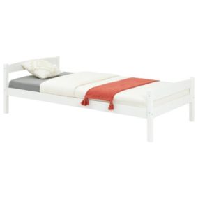 Lit simple lit enfant FELIX en pin massif 90 x 190 cm lasuré blanc