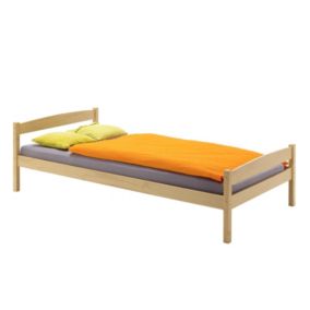 Lit simple lit enfant lit adulte cadre de lit 100 x 200 cm pin lasuré hêtre