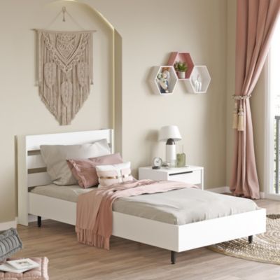 Lit simple Vesanto 100 x 200 cm blanc noir en.casa