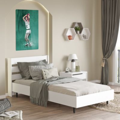 Lit simple Vesanto 100 x 200 cm blanc noir en.casa