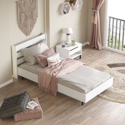 Lit simple Vesanto 100 x 200 cm blanc noir en.casa
