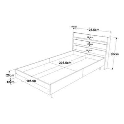 Lit simple Vesanto 100 x 200 cm blanc noir en.casa
