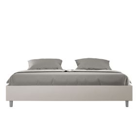 Lit Sommier avec sommier capitonné 180x190 Azelia simili cuir gris tourterelle