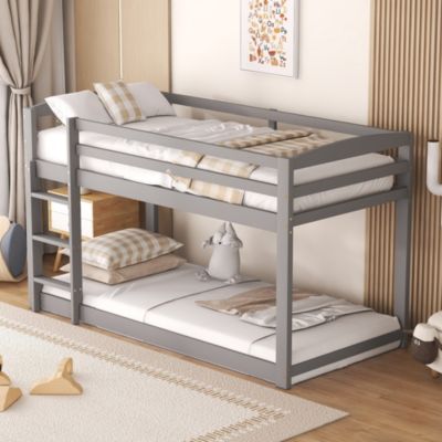 Lit superposé 90 x 200 cm - Cadre de lit simple avec 15 lattes - Pin ...
