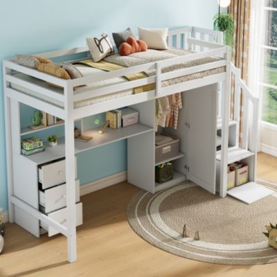 Lit IKEA 90x200 Avec Bureau Intégré - Blanc - Bois - Occasion