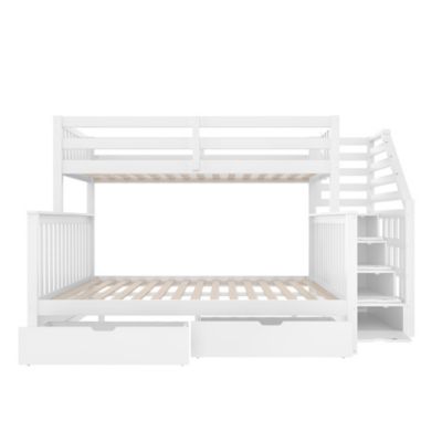 Lit superposé 90x200 et 140x200 avec tiroirs,blanc,espace de rangement multifonctionnel