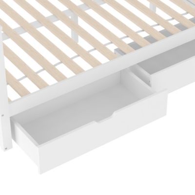 Lit superposé 90x200 et 140x200 avec tiroirs,blanc,espace de rangement multifonctionnel