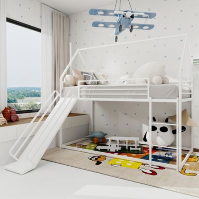 Lit superposé Twin/Twin toboggan, maison, échelle