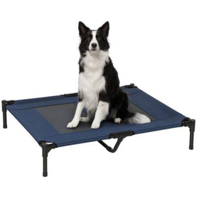 Lit sur pieds pour chien chat lit de camp animal lit surélevé Oxford textilène micro-perforé dim. 92L x 76l x 18H cm bleu