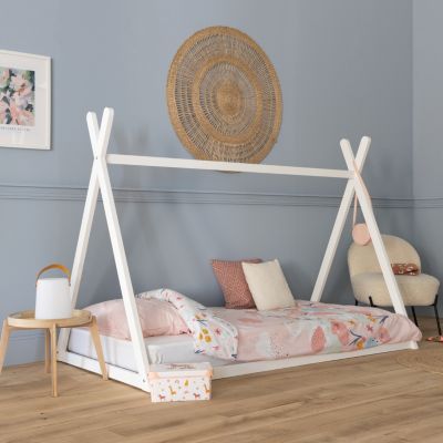 Lit tipi pour enfant 190x90cm blanc VALENTIN - HAPPY GARDEN
