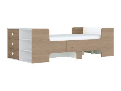 Lit évolutif 90 x 140/170/200 cm avec rangements - Coloris : Naturel et blanc - GAROLIO