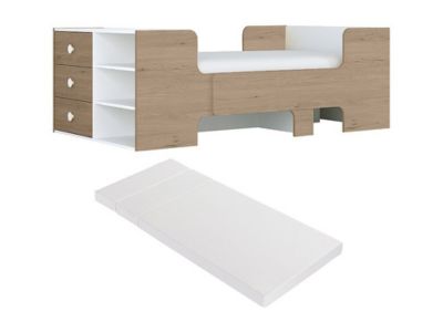 Lit évolutif ZELLY 90x140 à 200cm – Rose, Bois, Occasion
