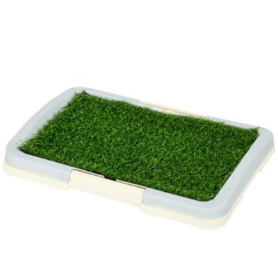 Litière gazon synthétique chien toilette portable à pelouse tiroir à déjection crème bleu gris