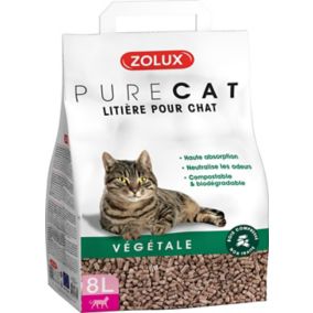 Litière végétale naturelle pour chat Purecat 8L
