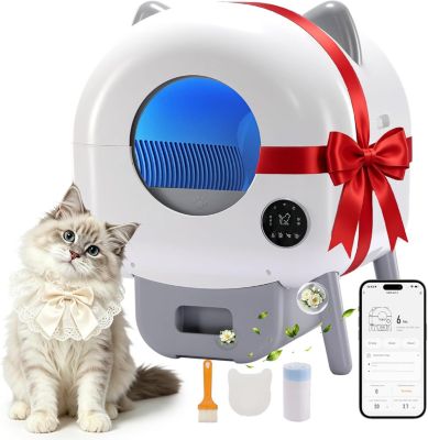 Litiere Chat Autonettoyante 66L avec Contrôle APP, Anti Pincement, Éclairage LED 6 Couleurs, Inclus Tapis et Déodorant