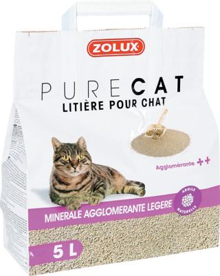 Litière minérale agglomérante légère Zolux Purecat 5L