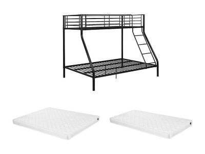 Lits superposés ELEVATIO IV - 90 et 140 x 190 cm - Acier - Noir + matelas