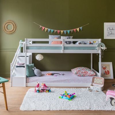 Lits superposés pour enfants 190x90cm blanc CELESTINE - HAPPY GARDEN