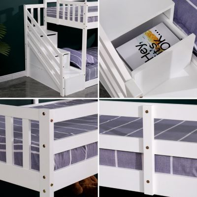 Lits superposés pour enfants 190x90cm blanc CELESTINE - HAPPY GARDEN