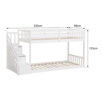 Lits superposés pour enfants 190x90cm blanc CELESTINE - HAPPY GARDEN