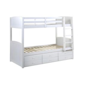 Lits superposés séparables ANCHISE II - 2 x 90 x 190 cm - Avec rangements - Pin blanc