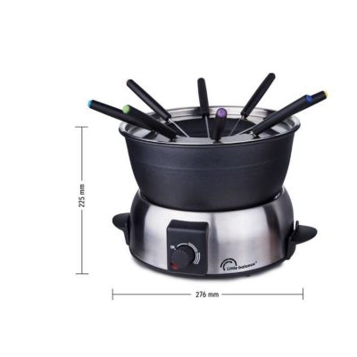 LITTLE BALANCE 8386 Fondue Elegance 8, Fondue électrique 8 personnes, Caquelon anti-adhésif 1,8 litres, 800 W, Inox brossé