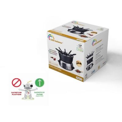 LITTLE BALANCE 8386 Fondue Elegance 8, Fondue électrique 8 personnes, Caquelon anti-adhésif 1,8 litres, 800 W, Inox brossé