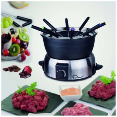LITTLE BALANCE 8386 Fondue Elegance 8, Fondue électrique 8 personnes, Caquelon anti-adhésif 1,8 litres, 800 W, Inox brossé
