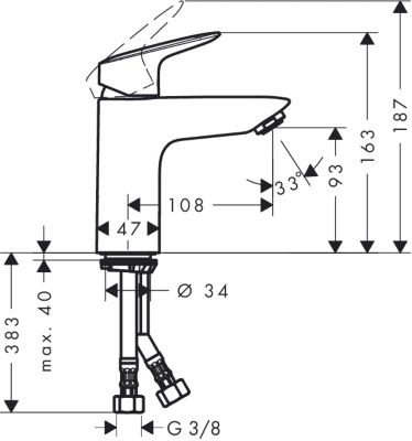 Logis 100 Mitigeur lavabo sans tirette ni vidage (71101000)